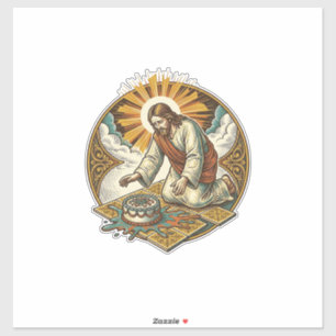 Jesus liet verjaardagstaart met gezicht naar bened sticker
