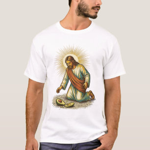 Jesus liet verse gesneden avocado op de vloer Trag T-shirt
