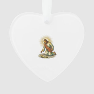 Jesus liet verse gesneden avocado op de vloer vall ornament