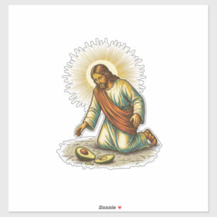 Jesus liet verse gesneden avocado op de vloer vall sticker