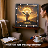 Jesus Light World Mountain Halo Lord Vierkante Klok