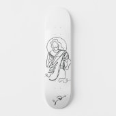 Jesus Lined Art Print Persoonlijk Skateboard (Voorkant)