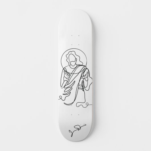 Jesus Lined Art Print Persoonlijk Skateboard (Voorkant)