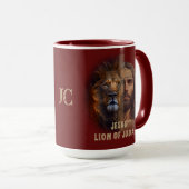 Jesus Lion of Judah Custom Monogram Koffie Mok (Voorkant rechts)