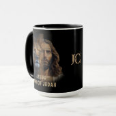 Jesus Lion of Judah Custom Monogram Koffie Mok (Voorkant links)