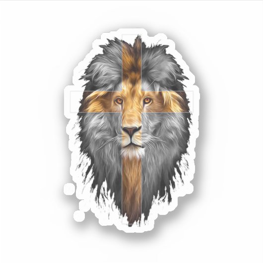 Jesus Lion Of Judah Jesus Cross Faith Christian Me Sticker (Voorkant)