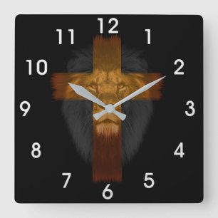 Jesus Lion van Judah Wall Clock Vierkante Klok
