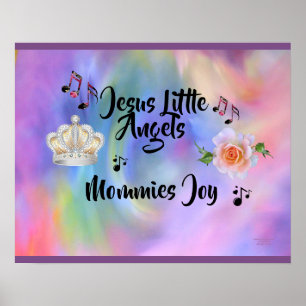 Jesus Little Angels Mommies Joy Paarse Edges Poster