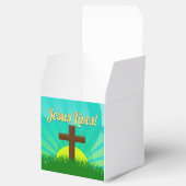 Jesus Lives Blue/Brown Christelijk paaskruis Bedankdoosjes (Geopend)
