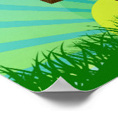 Jesus Lives Blue/Brown Christelijk paaskruis Poster (Hoek)