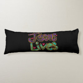 ‘Jesus Lives’ Christelijke quote Custom Name Black Lichaamskussen