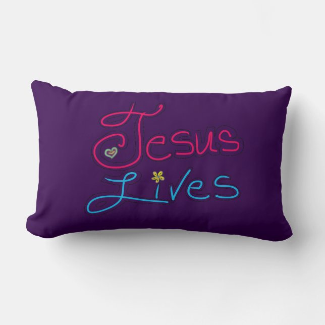 Jesus Lives Purple  Kussen (Voorkant)