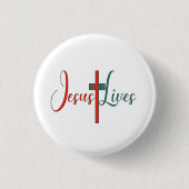Jesus lives ronde button 3,2 cm (Voorkant)