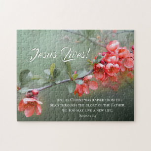 Jesus Lives Spring Flowers Bijbel Verse Pasen Legpuzzel