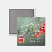Jesus Lives Spring Flowers Bijbel Verse Pasen Magneet (Voorkant / Achterkant)