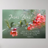 Jesus Lives Spring Flowers Bijbel Verse Pasen Poster (Voorkant)