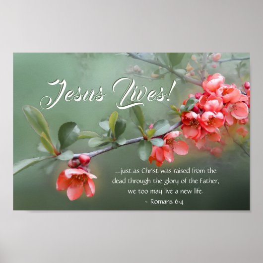 Jesus Lives Spring Flowers Bijbel Verse Pasen Poster (Voorkant)