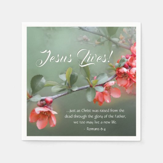 Jesus Lives Spring Flowers Bijbel Verse Pasen Servet (Voorkant)