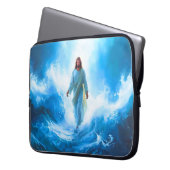 Jesus loopt in de oceaan laptop case/protector sleeve (Voorkant Links)