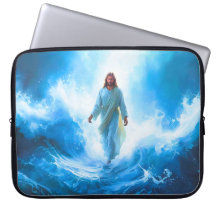 Jesus loopt in de oceaan laptop case/protector