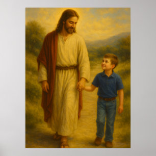 Jesus loopt met jongen™ LDS Muur Kunst Poster