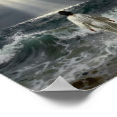 Jesus loopt naar stormachtige zeeën Poster (Hoek)
