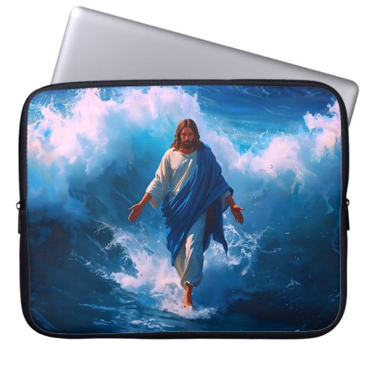 Jesus Loopt op Water Laptop Hoes (Voorkant)