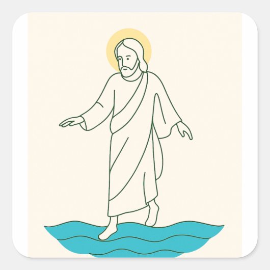 Jesus Loopt op Water Sticker (Voorkant)