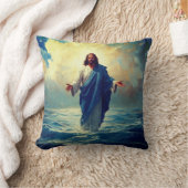 Jesus loopt op water werpkussen kussen (Deken)
