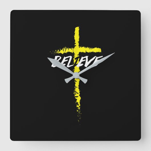 Jesus Love | Geloof Cross Jesus Christus Religie Vierkante Klok (Voorkant)