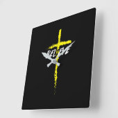 Jesus Love | Geloof Cross Jesus Christus Religie Vierkante Klok (Hoek)