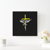 Jesus Love | Geloof Cross Jesus Christus Religie Vierkante Klok (Huis)