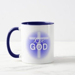 Jesus Love God Cross Blue Heart Mok