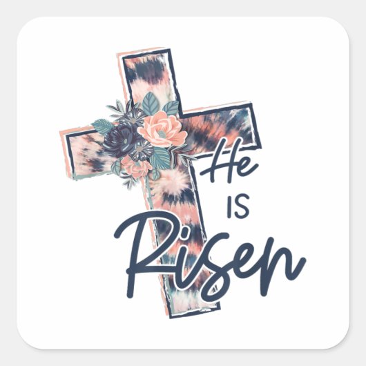 Jesus Love | Hij is een kruisbloemige bloemen Vierkante Sticker (Voorkant)