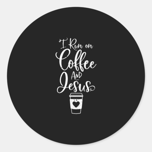Jesus Love | Ik loop op koffie en Jezus Ronde Sticker (Voorkant)