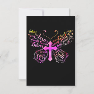 Jesus Love   Jesus Butterfly Christelijke kruisgel RSVP Kaartje