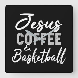 Jesus Love | Jesus Coffee en Basketball Vierkante Klok
