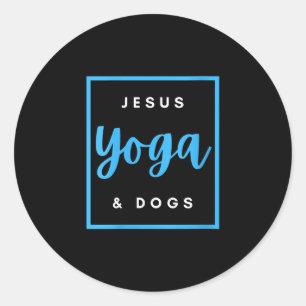 Jesus Love Jesus Yoga en Dog Christelijk geloof Ronde Sticker
