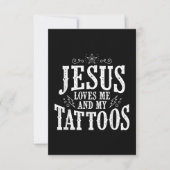 Jesus Love | Jezus houdt van mij en mijn Tattoos RSVP Kaartje (Voorkant)