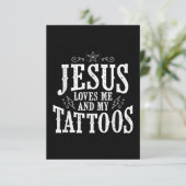 Jesus Love | Jezus houdt van mij en mijn Tattoos RSVP Kaartje (Staand voorkant)