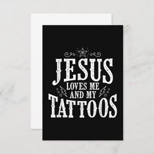 Jesus Love | Jezus houdt van mij en mijn Tattoos RSVP Kaartje (Voorkant / Achterkant)
