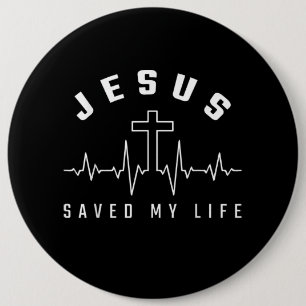 Jesus Love   Jezus redde mijn leven Christelijk Ronde Button 6,0 Cm