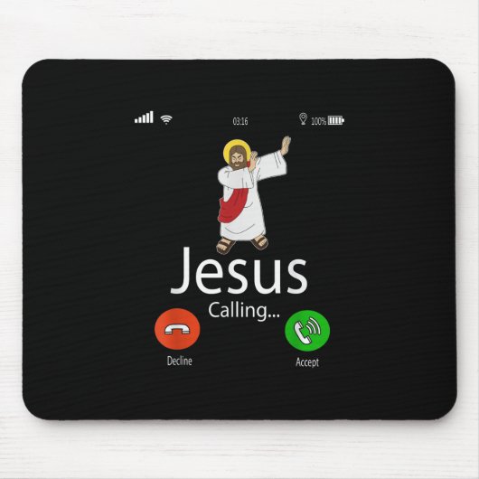 Jesus Love | Jezus roept... Jezus Telefoon Christe Muismat (Voorkant)