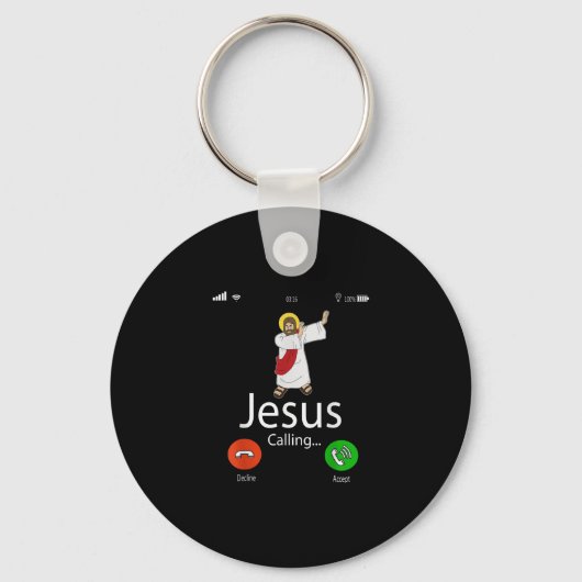 Jesus Love | Jezus roept... Jezus Telefoon Christe Sleutelhanger (Voorkant)