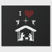 Jesus Love | Kerstnativiteit waarvan ik Jezus hou Cadeaupapier (Vlak)