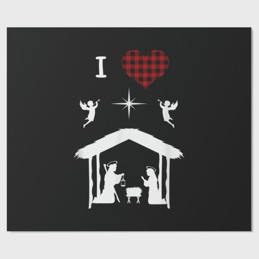 Jesus Love | Kerstnativiteit waarvan ik Jezus hou Cadeaupapier (Vlak)