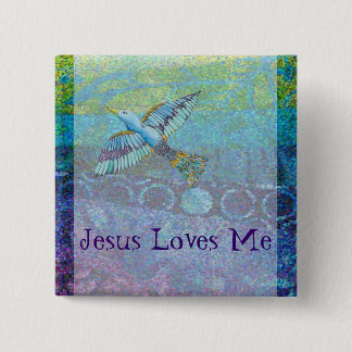 Jesus Love Me Vierkante Button 5,1 Cm