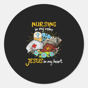 Jesus Love   Verpleegkunde in mijn zegen Jezus in  Ronde Sticker