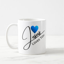 Jesus Love You - Blue Heart Coffee Mok