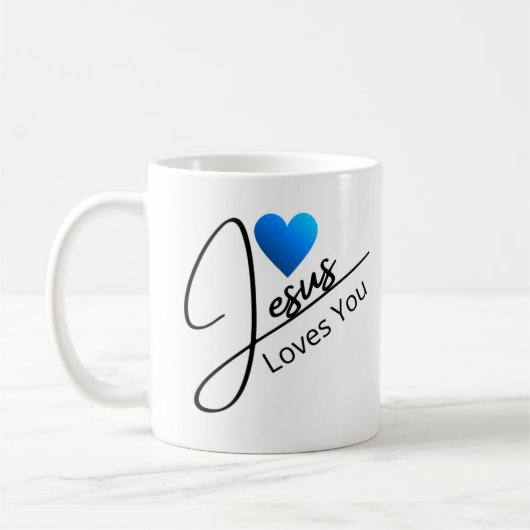 Jesus Love You - Blue Heart Coffee Mok (Links)